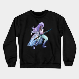 Dark elf druid with a wood staff Crewneck Sweatshirt